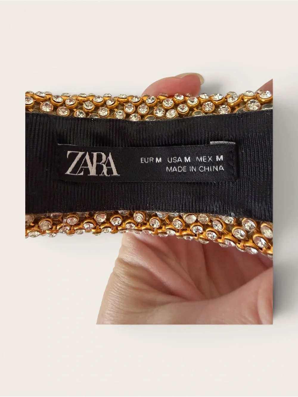 Zara Gold Crystal Embellished Padded Headband